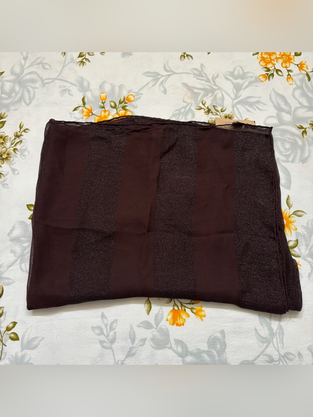Bergdorf Goodman Chocolate Brown Striped Silk Scarf NWT